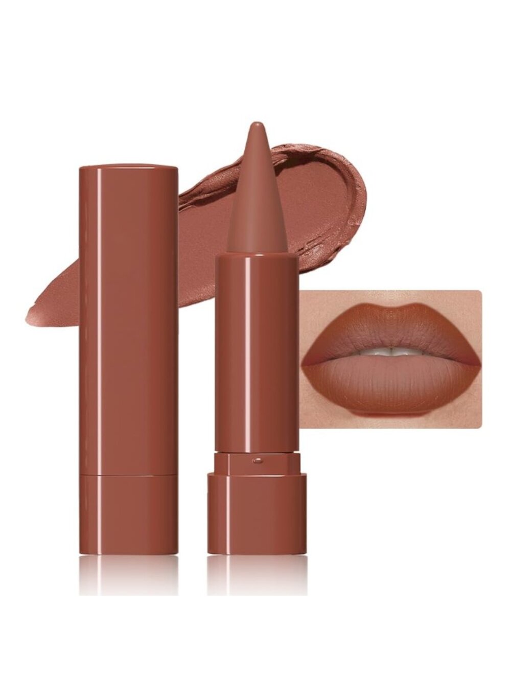 1Pcs-G16# Antique Rose Shimmery Metallic Cone-Tip Glitter Lipstick And Lip Liner